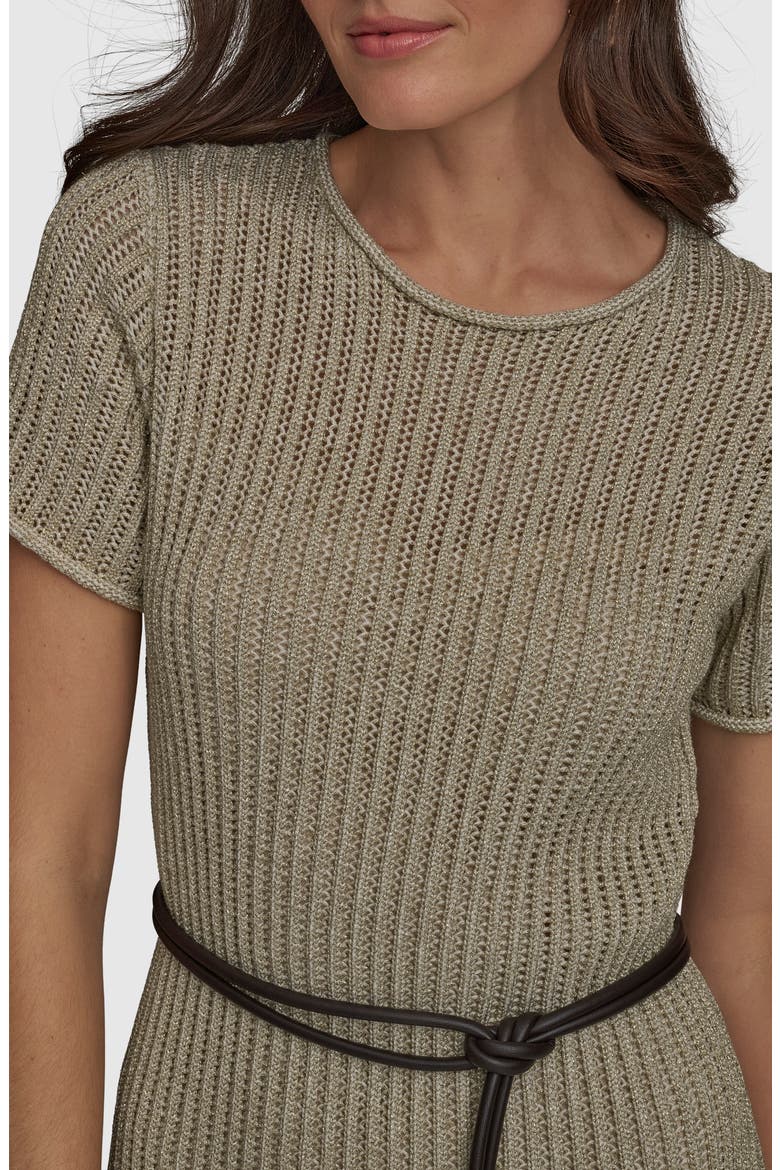 Open Knit Sheath Dress, Alternate, color, CRM/ GOLD
