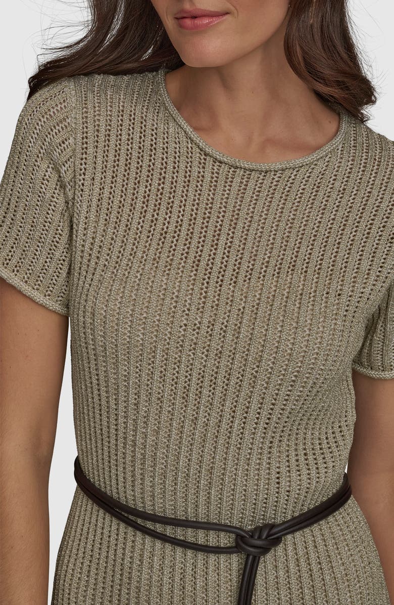 Donna Karan New York Open Knit Sheath Dress, Alternate, color, Crm/ Gold