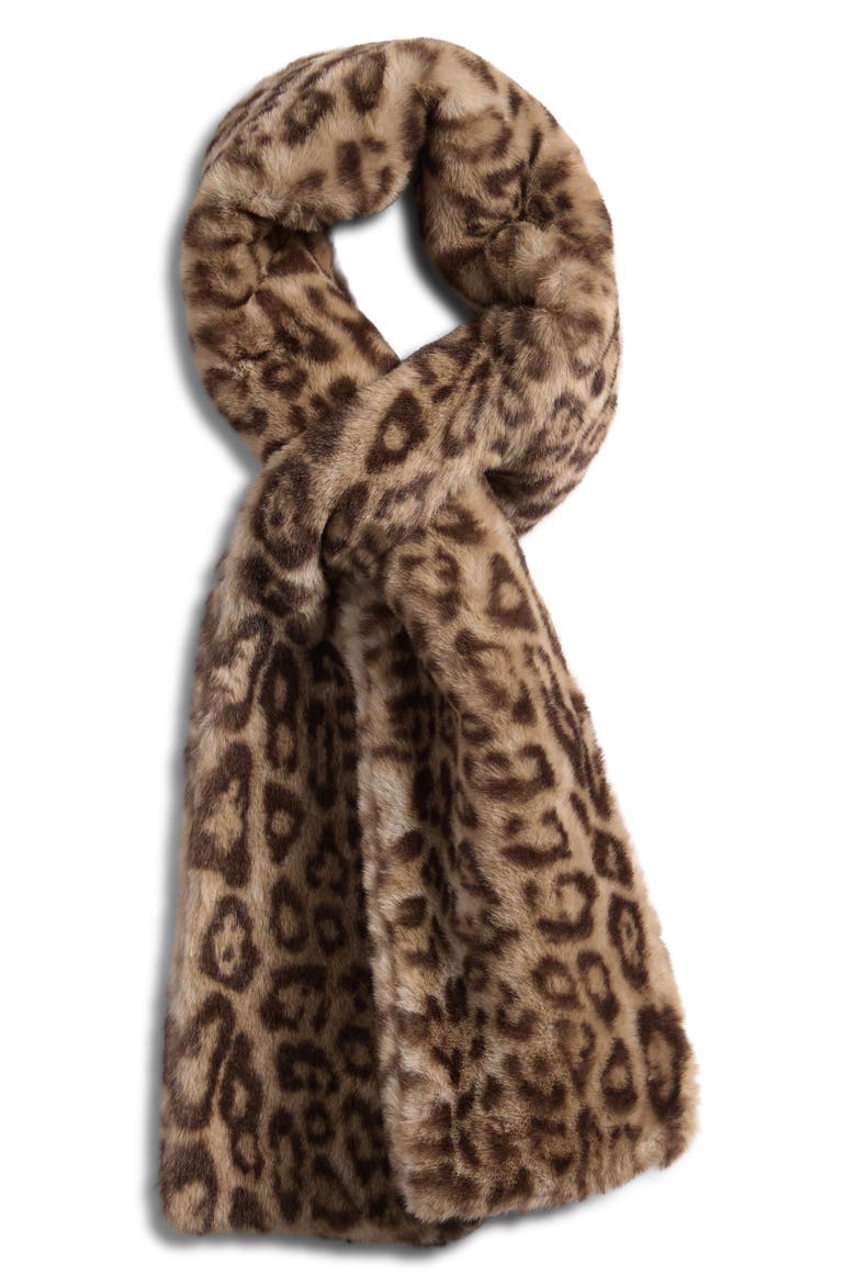 Apparis Kai Leopard Print Pluche™ Faux Fur Pull-Through Scarf