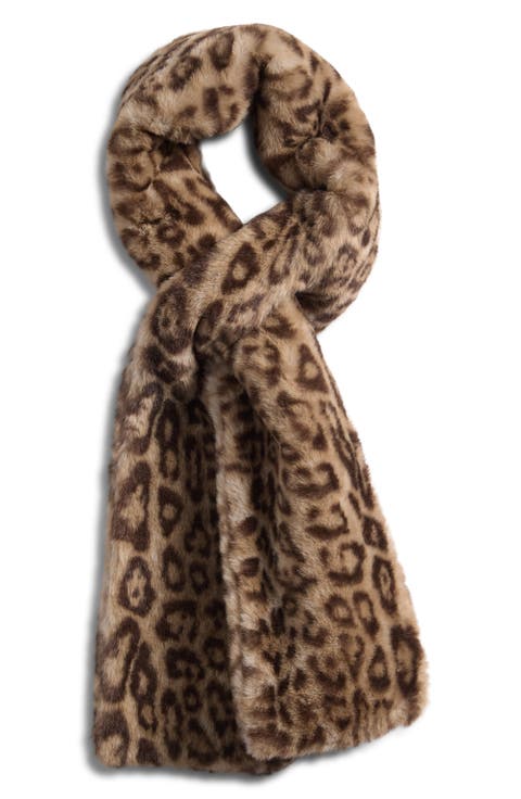 Kai Leopard Print Pluche™ Faux Fur Pull-Through Scarf