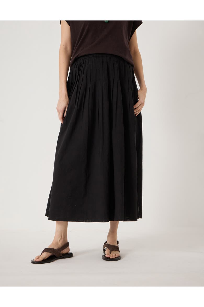 Maddie Pleated Cotton Voile Midi Skirt, Main, color, Black