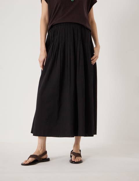 Maddie Pleated Cotton Voile Midi Skirt