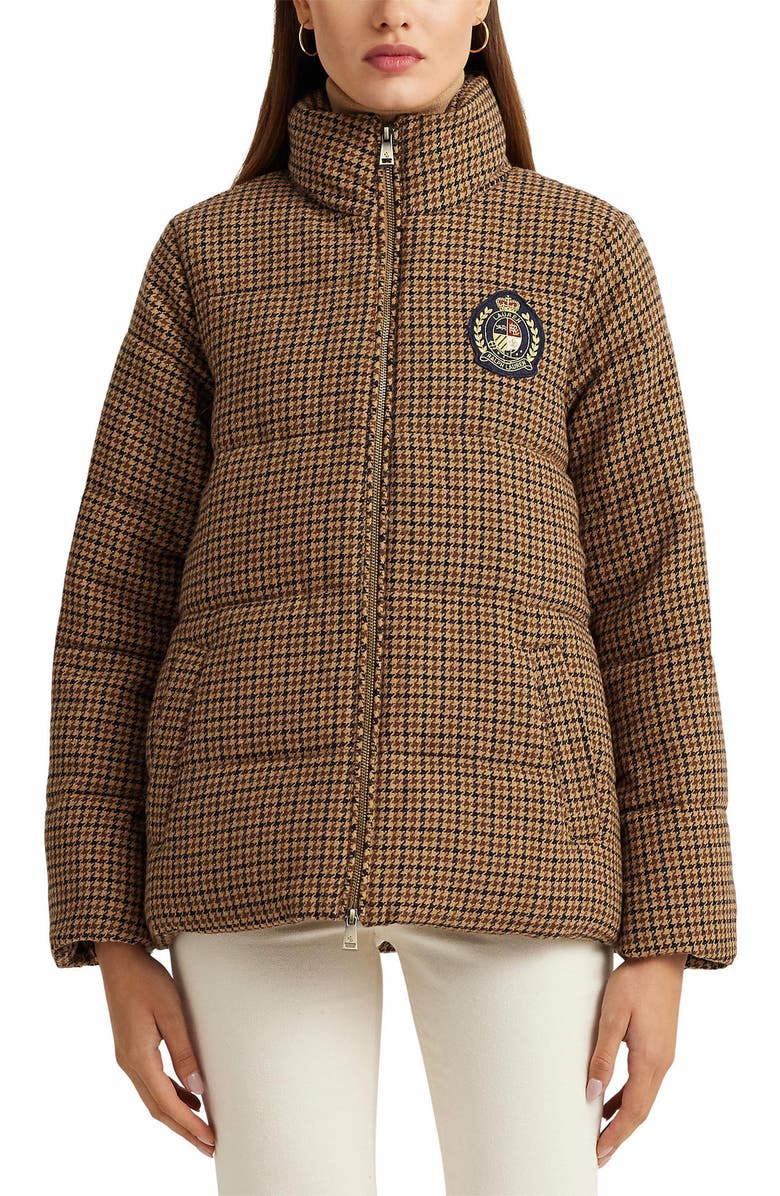 Lauren Ralph Lauren Houndstooth Crest Patch Puffer Jacket, Alternate, color, 
