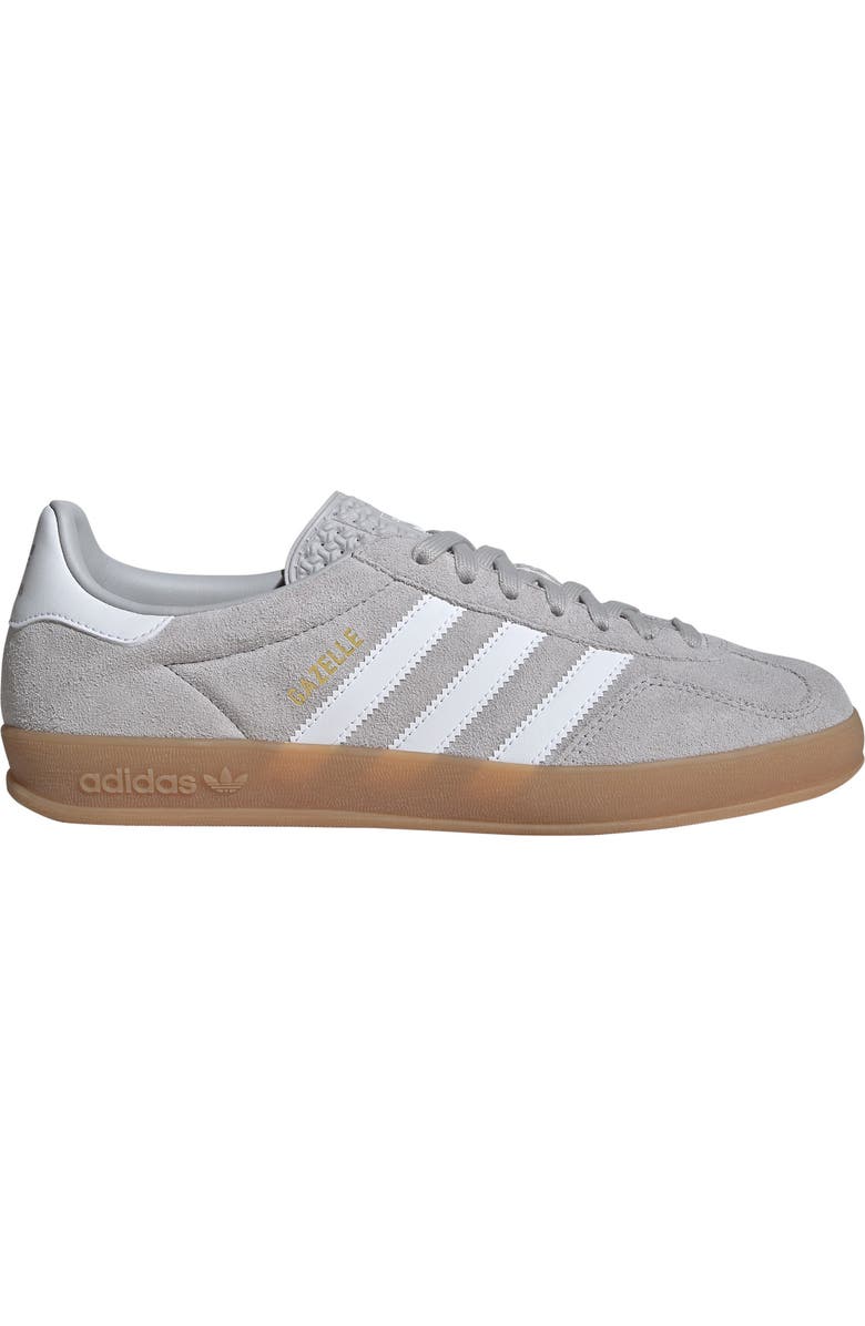 adidas Gazelle Indoor Sneaker, Alternate, color, Grey/ White/ Gold Metallic