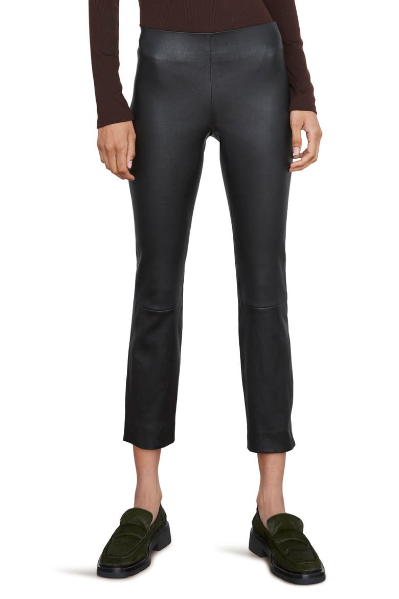 Leather Crop Leggings, Main, color, BLACK
