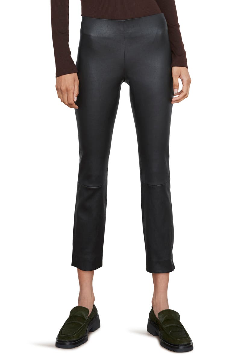 Vince Leather Crop Leggings, Main, color, Black