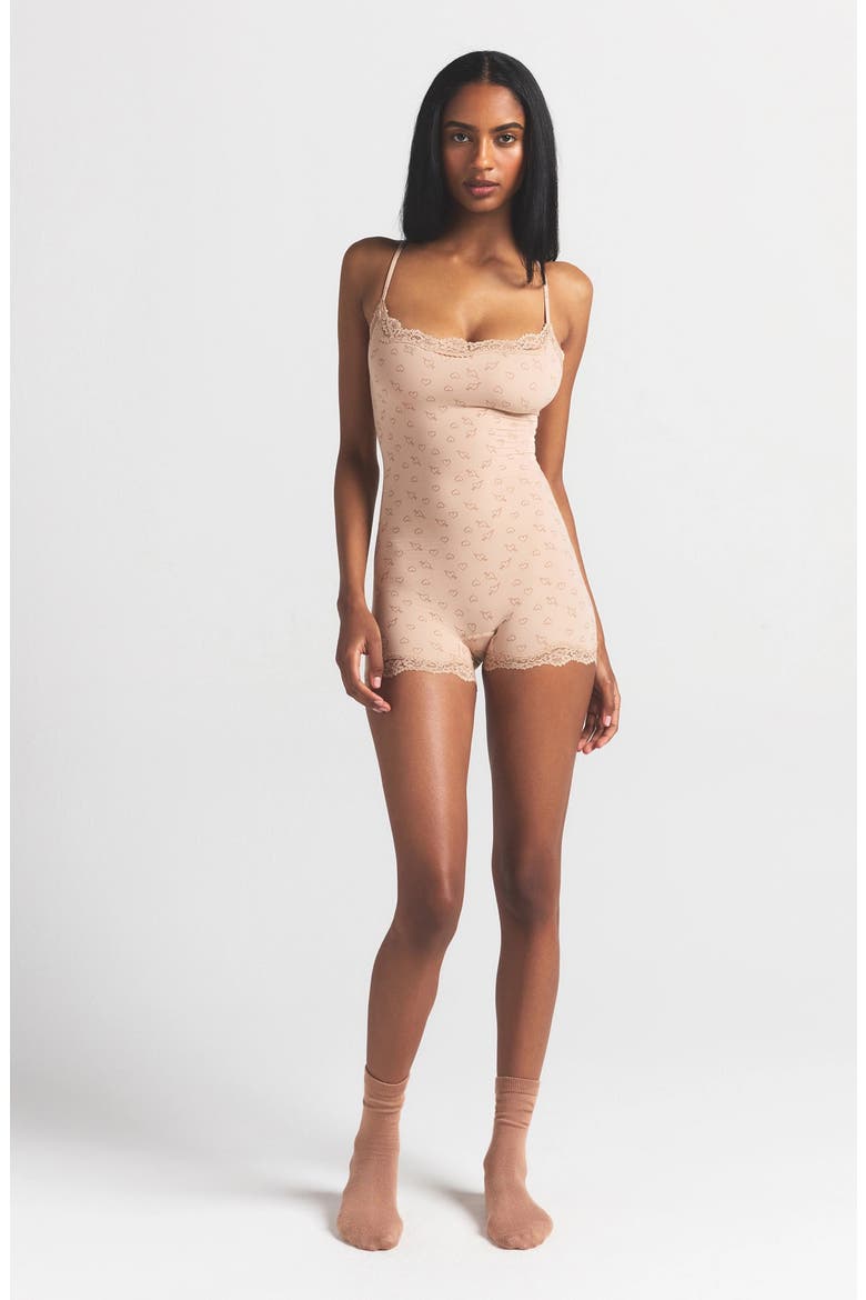 Lace Trim Romper, Alternate, color, MICA SKETCHED HEARTS