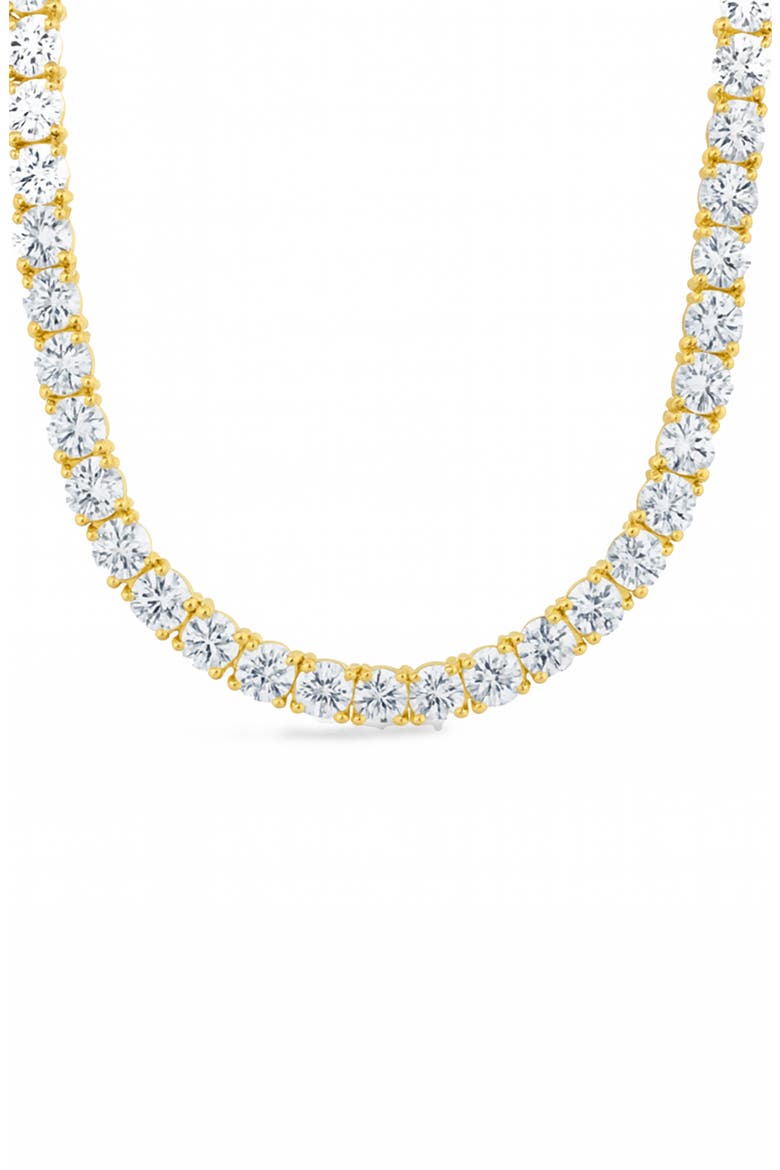 Marisol Round Cut Cubic Zirconia Tennis Necklace, Main, color, GOLD