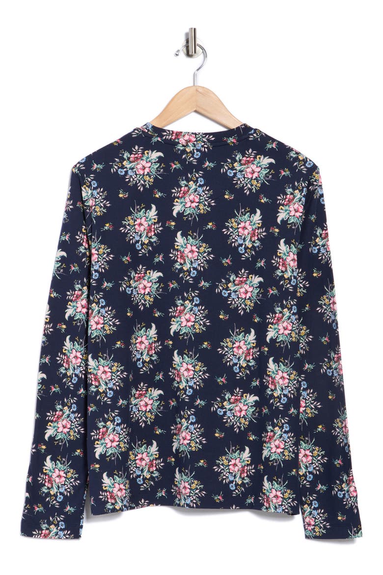 Floral Long Sleeve Jersey Top, Alternate, color, NAVY