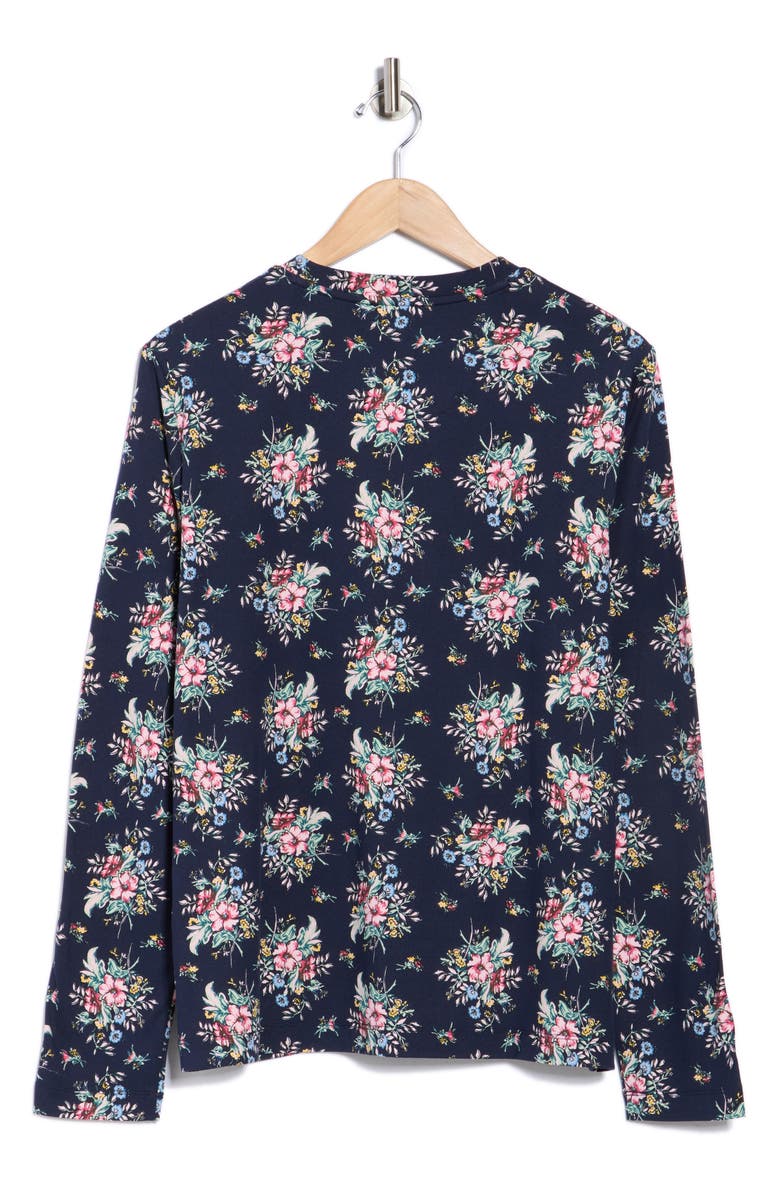 Brooks Brothers Floral Long Sleeve Jersey Top, Alternate, color, Navy