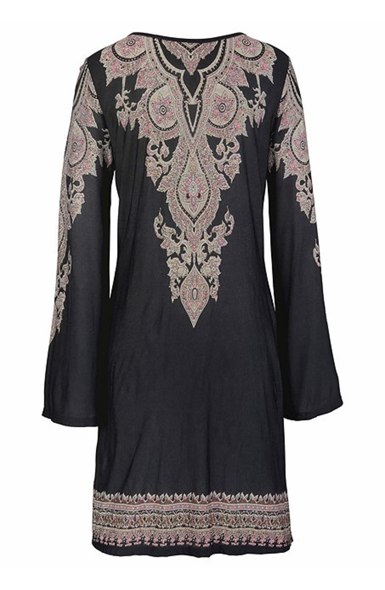 LASCANA Women's Lace Up Dress, Alternate, color, Black Printed