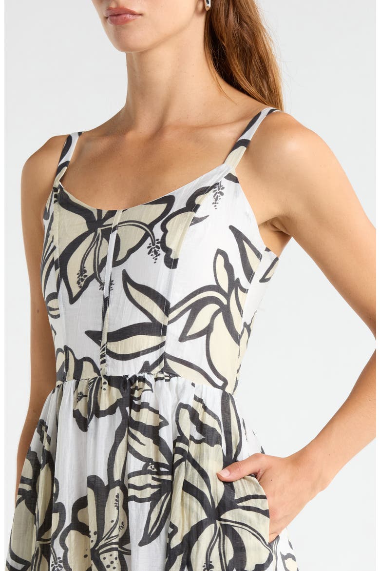 Floral Sweetheart Neck Tiered Dress, Alternate, color, IVORY MULTI