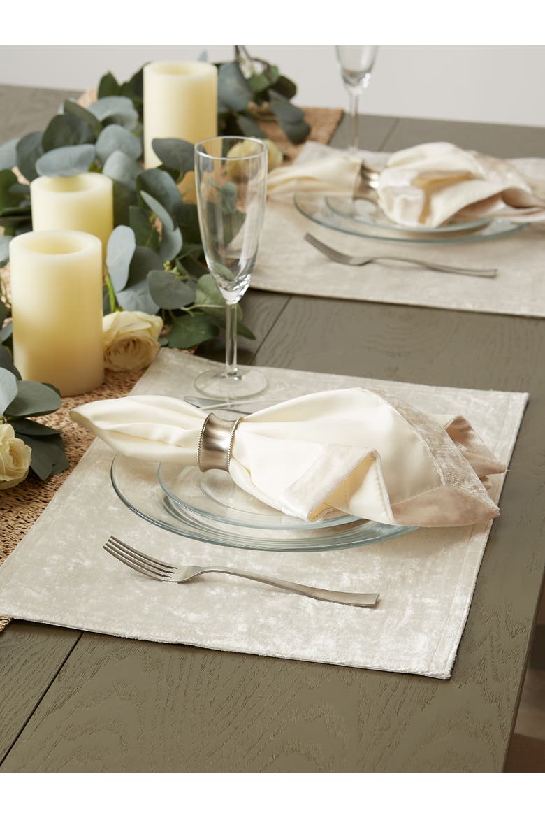 Cream Velvet Placemat Set/4, Alternate, color, Cream