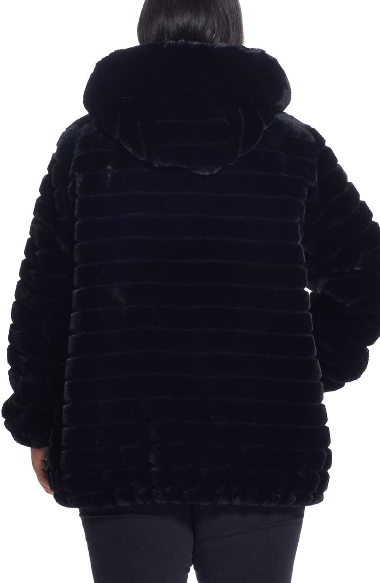 Gallery Hooded Faux Fur Jacket, Alternate, color, Black