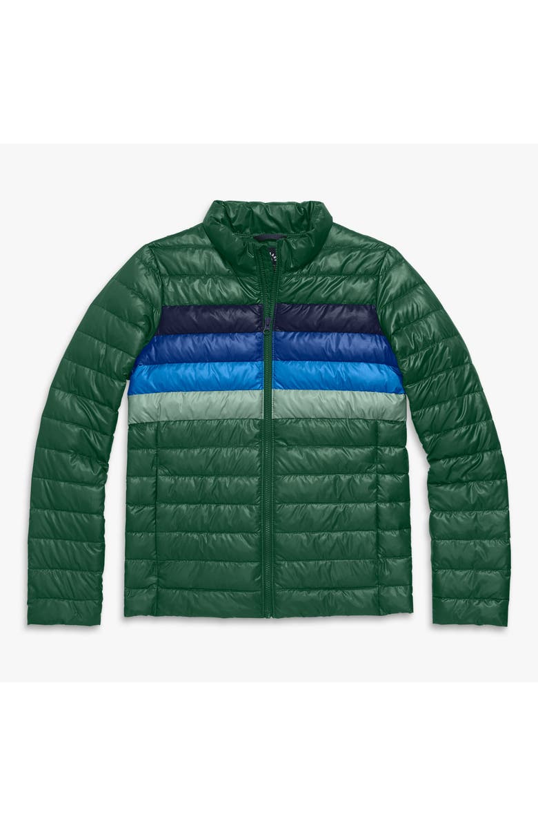 Primary Grown-Ups Puffer Jacket In Stripe, Main, color, Evergreen Placed Stripe