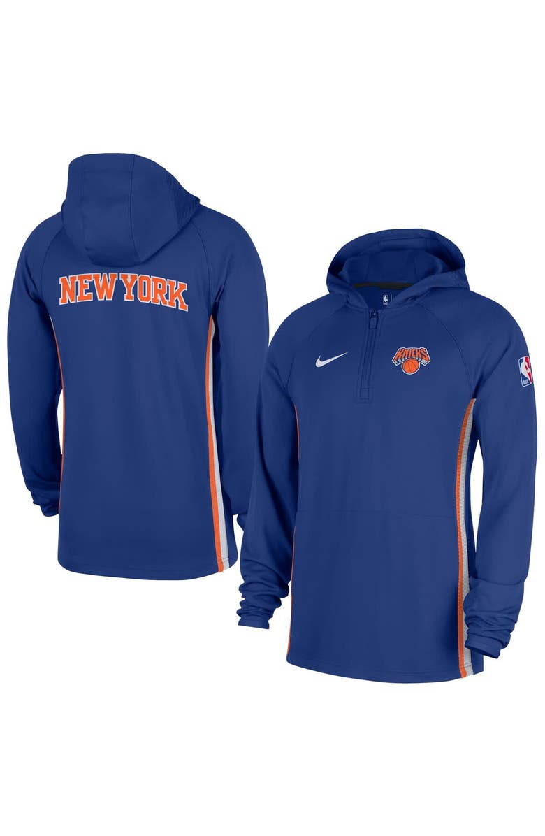 Nike Men's Nike Blue New York Knicks Authentic On Court Zone Quarter-Zip Dri-FIT Hoodie Jacket, Main, color, Blue