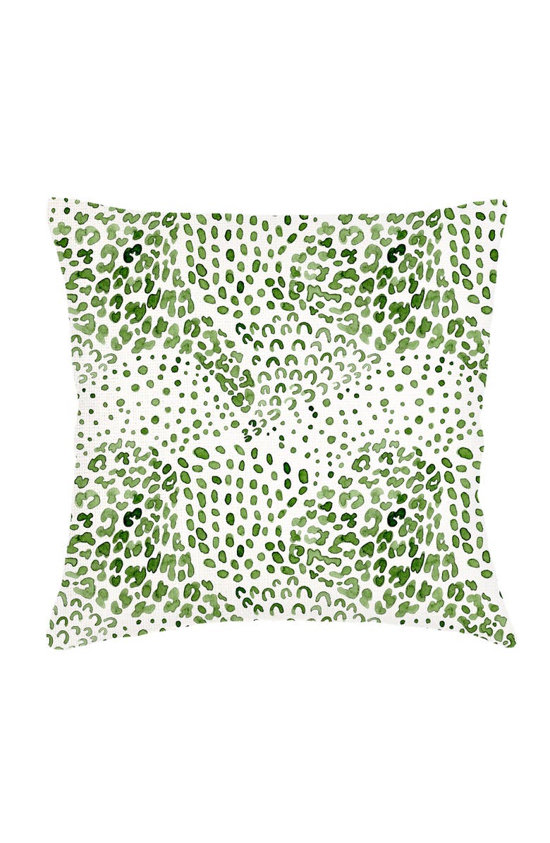 Anaya Green Cheetah Velvet Pillow with Down Insert, Main, color, Green