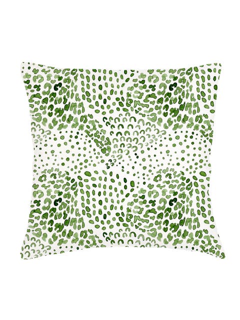 Green Cheetah Velvet Pillow with Down Insert