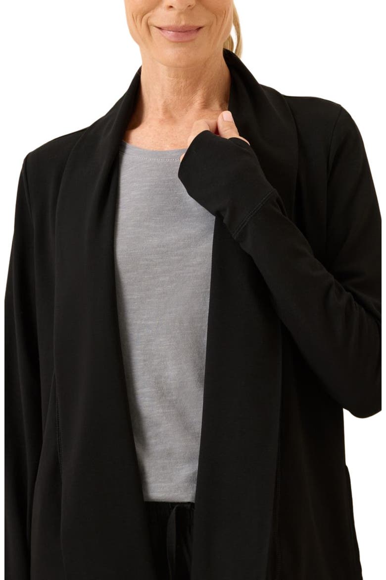 Luxe Essential Swing Cardigan Made With Organic Cotton, Alternate, color, Black