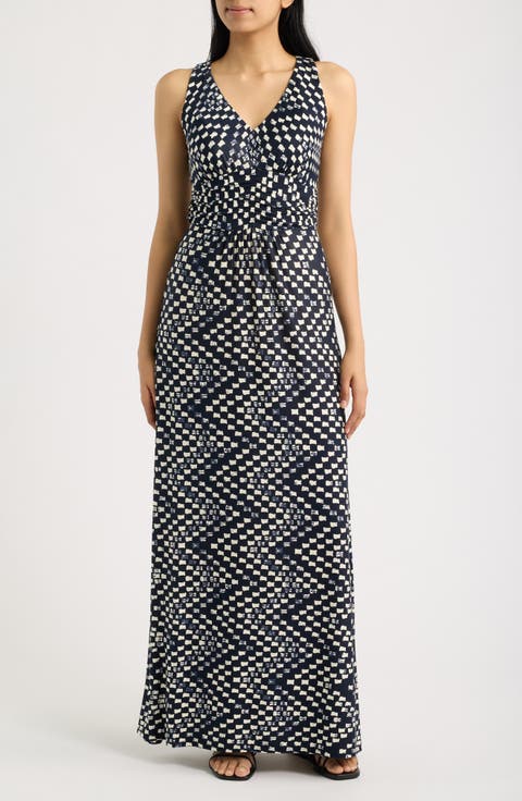 Ruched Empire Waist Maxi Dress