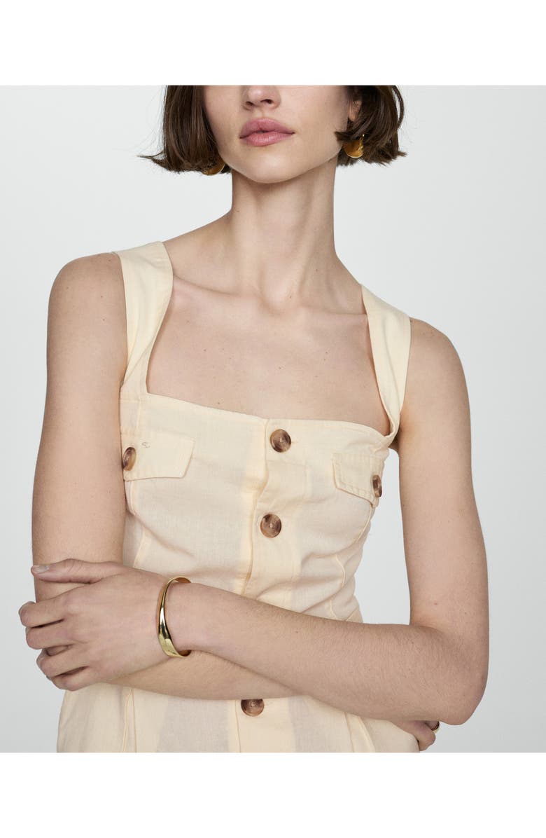 MANGO Belted Sleeveless Cotton & Linen Romper, Alternate, color, 