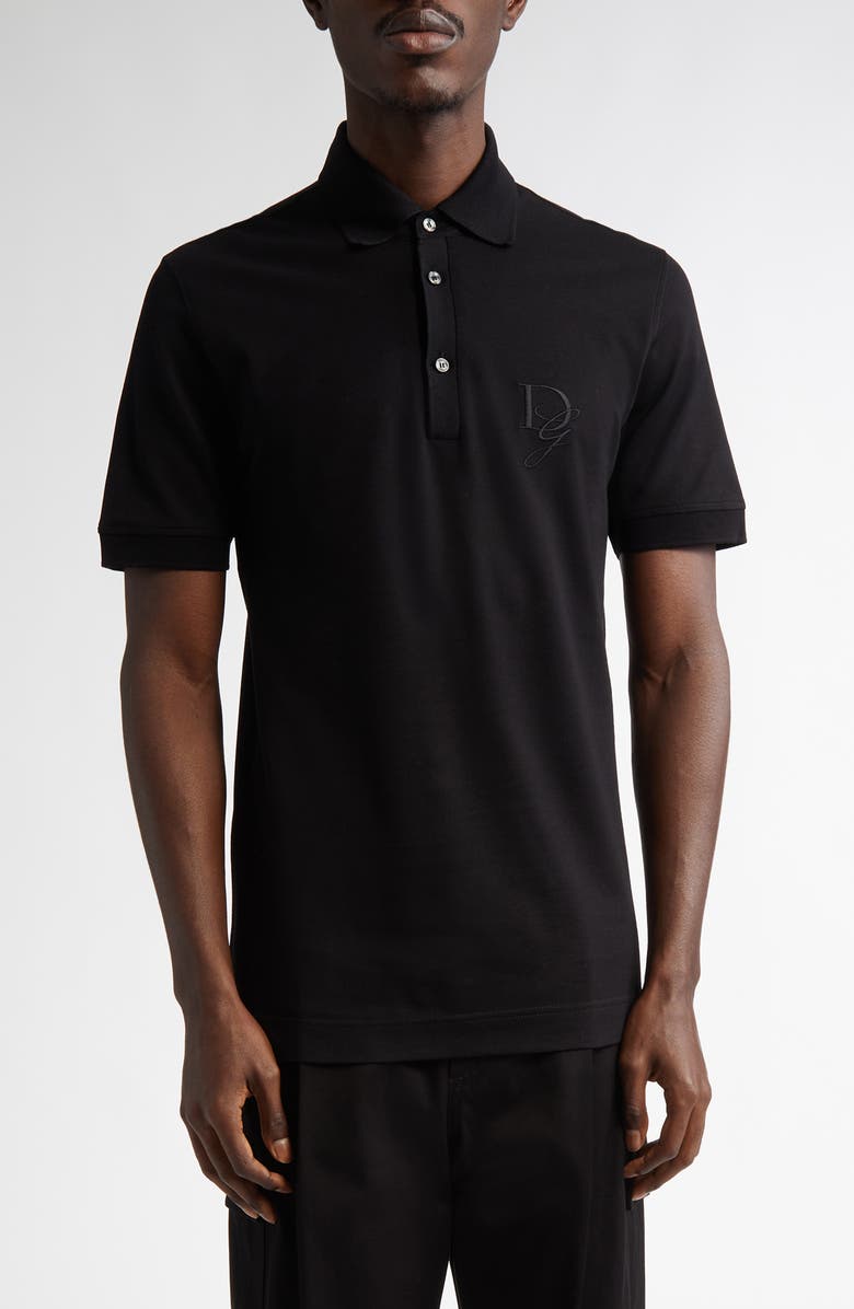 Dolce&Gabbana Embroidered Logo Cotton Piqué Polo, Main, color, 