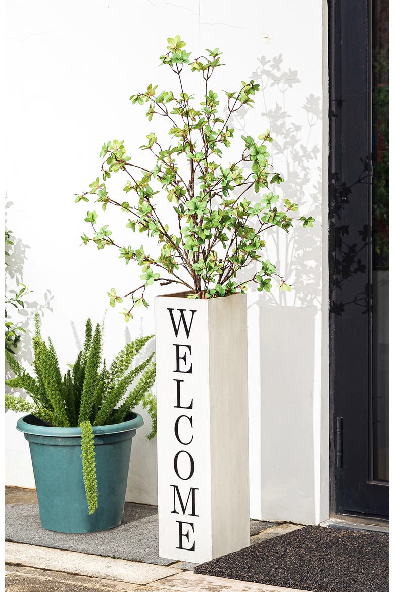 Double Sided Solid Wood Boxed "WELCOME HOME" Porch Sign, Alternate, color, White