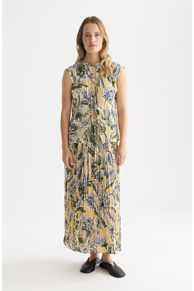 Pleated Midi Skirt, Alternate, color, LUCKY BANDANA MULTI PARSNIP