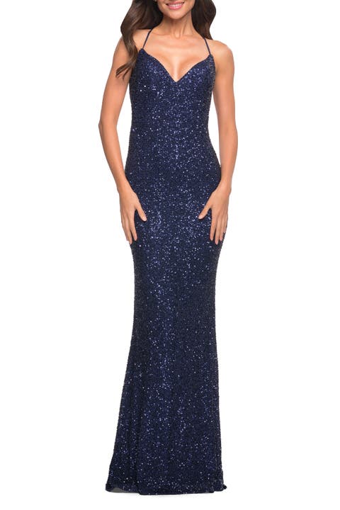 Luxurious Soft Sequin Dress with V Neckline