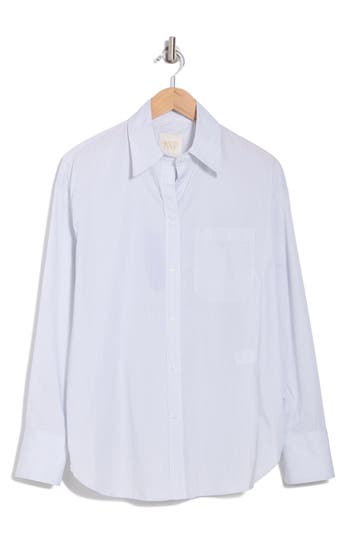 Twp Big Joe Stripe Cotton & Linen Button-up Shirt In White/baby Blue
