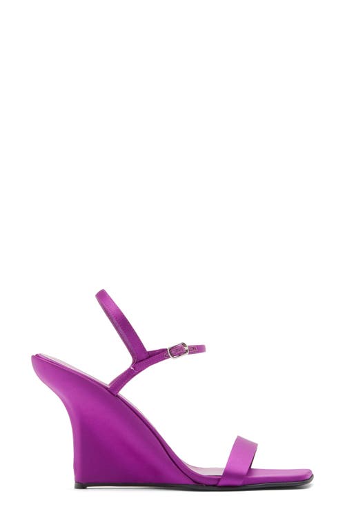Jeffrey Campbell Kassandra Satin Ankle Strap Wedge Sandal In Purple Satin