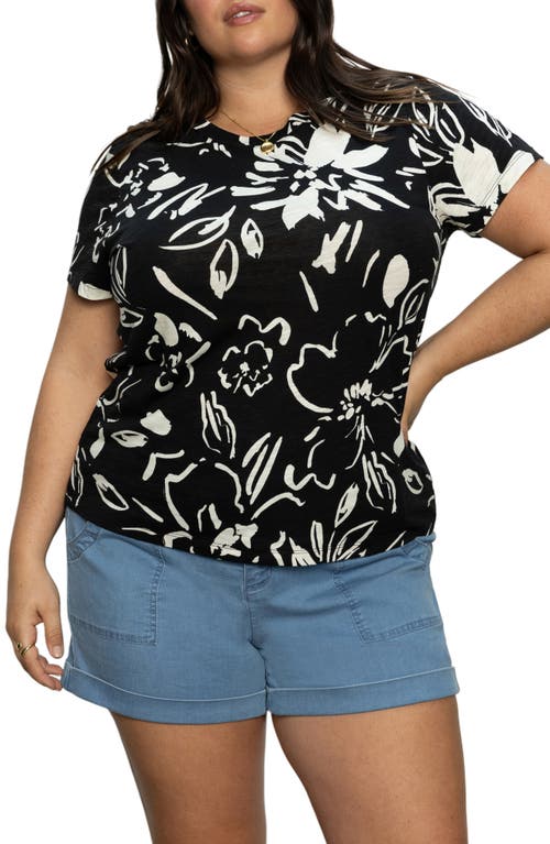 Sanctuary The Perfect T-shirt In Black Ink Floral