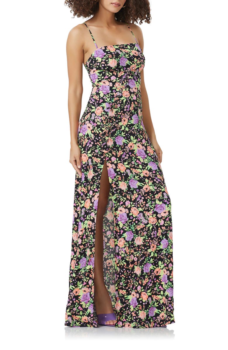 AFRM Maggi Floral Print Maxi Dress, Alternate, color, 