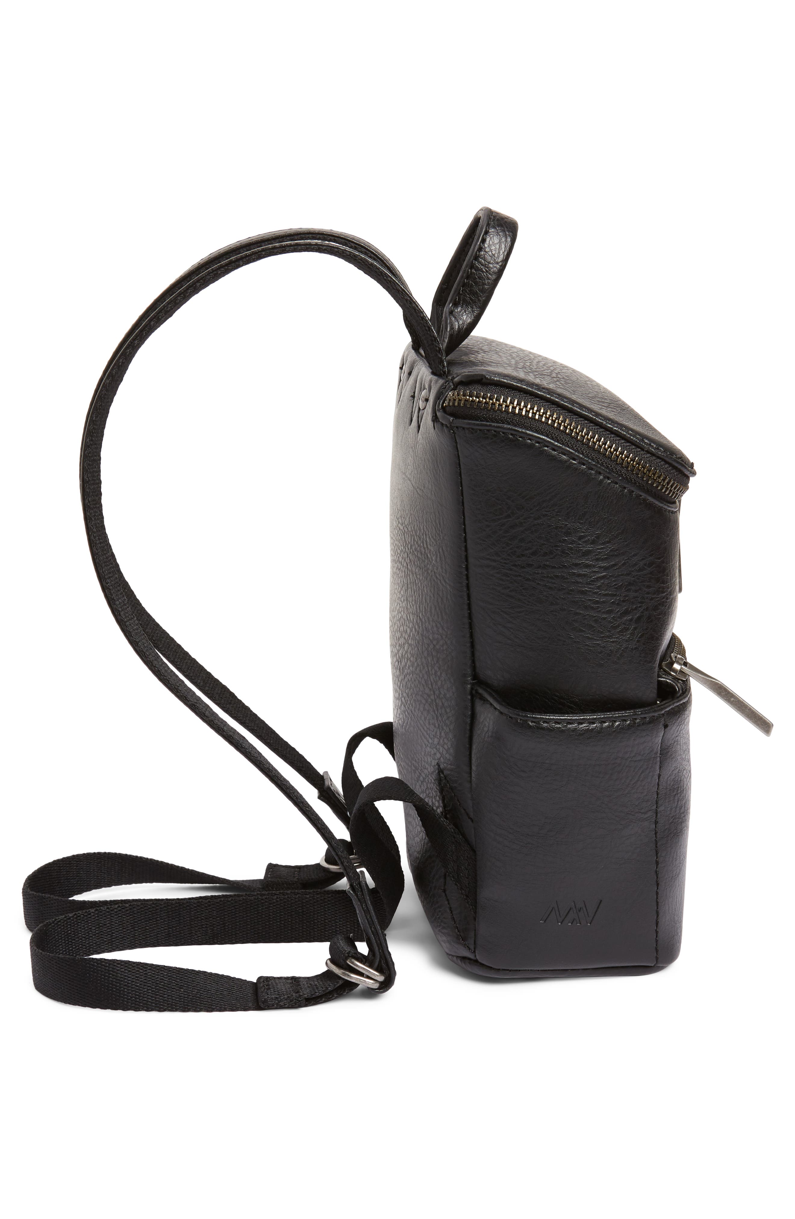 Mini Brave Faux Leather Backpack, Alternate, color, BLACK