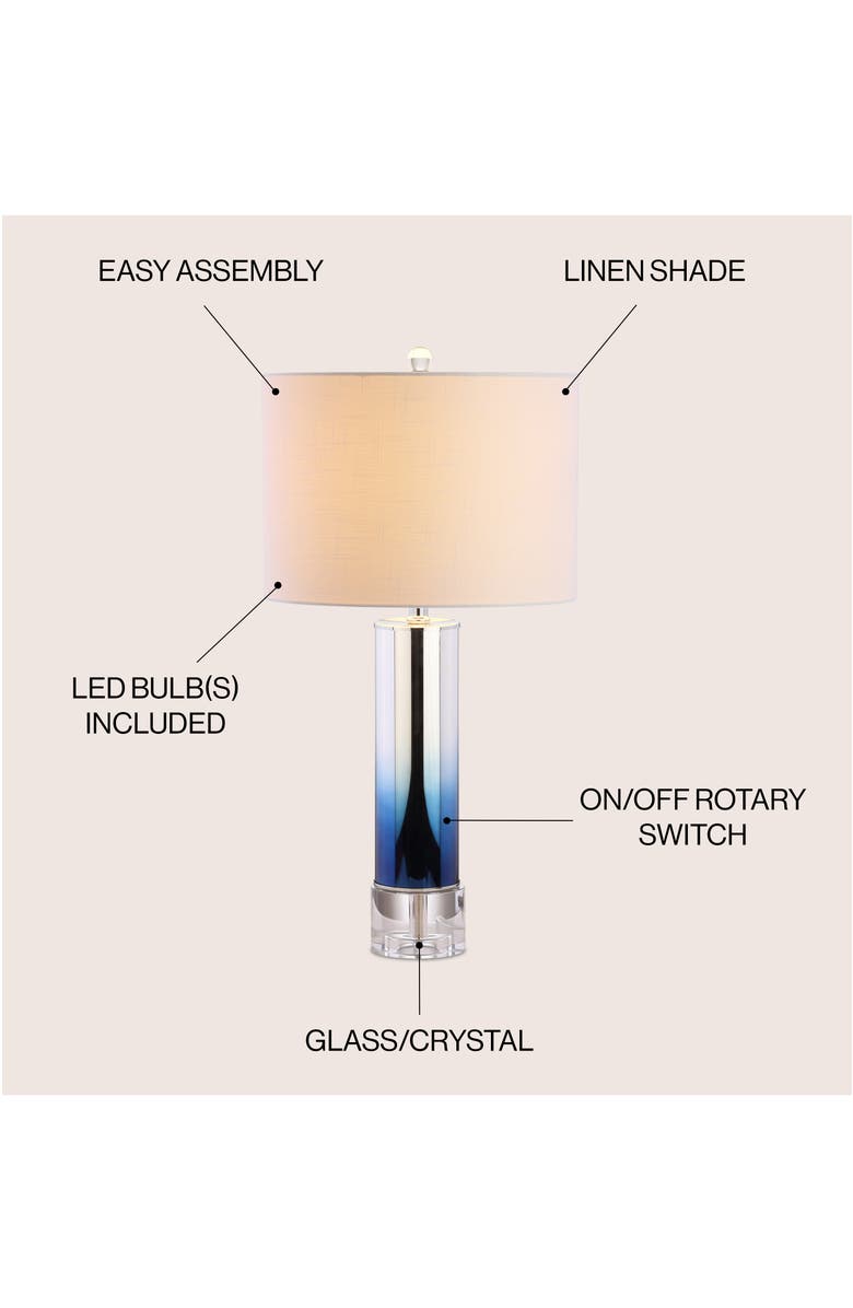 JONATHAN Y Edward 27" Glass /Crystal LED Table Lamp, Alternate, color, Blue