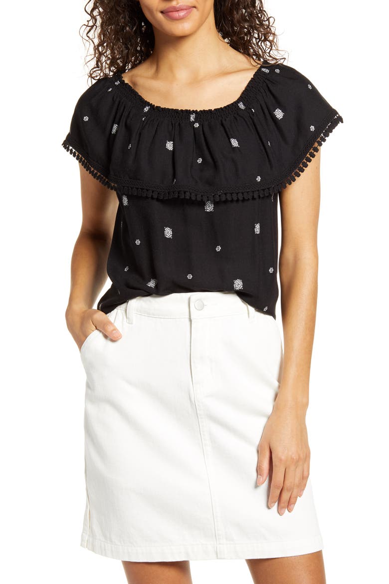 Gibson x Hi Sugarplum! Naples Convertible Off the Shoulder Top, Alternate, color, VENEZIA/ BLACK
