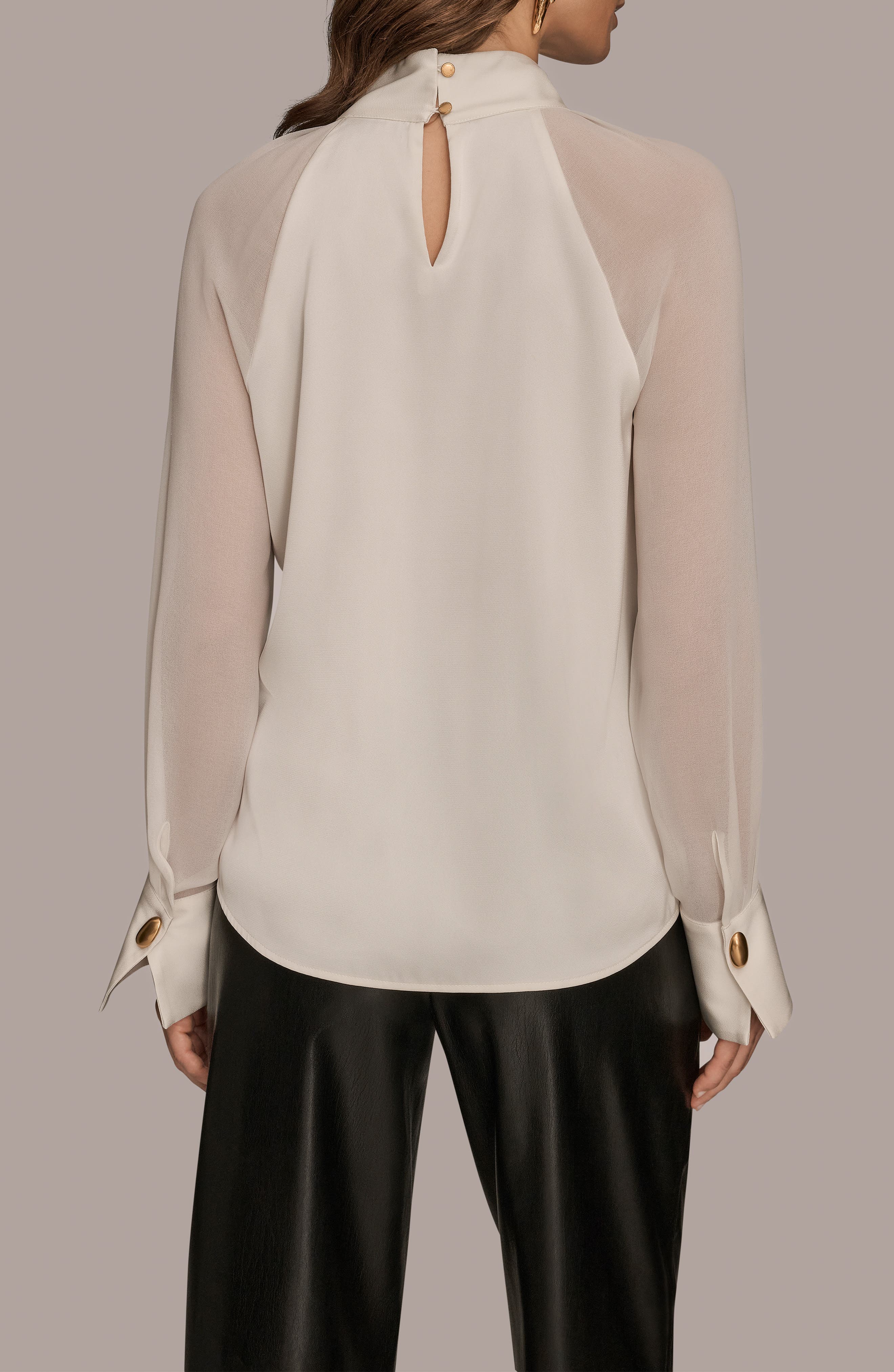 Pleated Sheer Sleeve Top - image 2