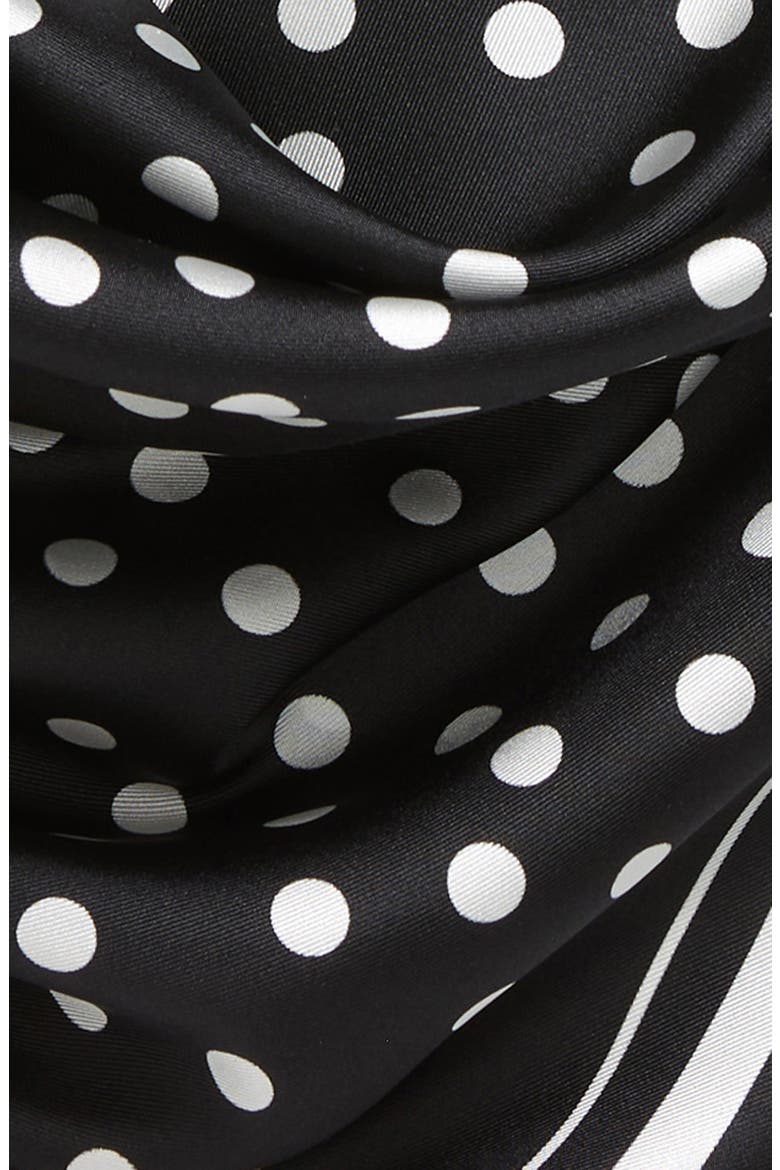 Polka Dot Silk Scarf, Alternate, color, NERO