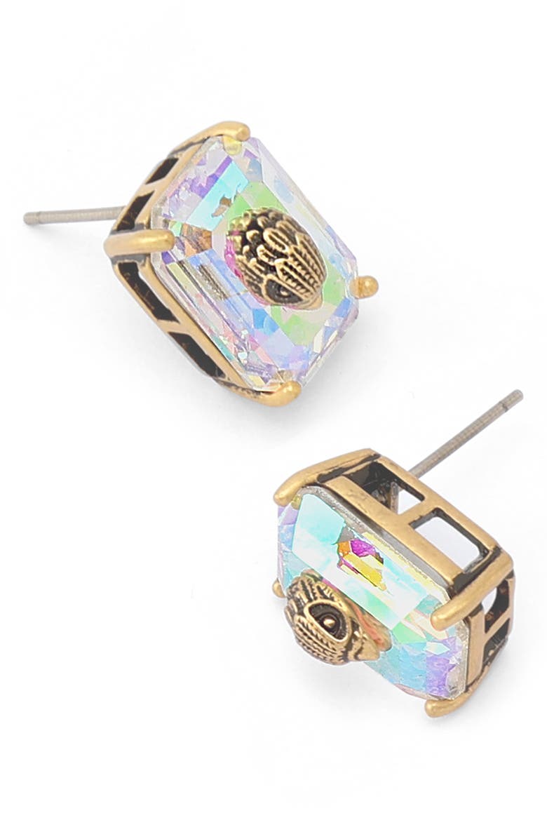 Kurt Geiger London Emerald Cut Crystal Stud Earrings, Alternate, color, Crystal Multi