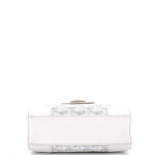 Pre-owned Goyard Goyard Saigon Top Handle Bag Coated Canvas With Leather Mini In White