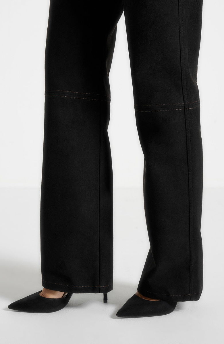 Manière De Voir Kalie Suede Boyfriend Jeans, Alternate, color, Black