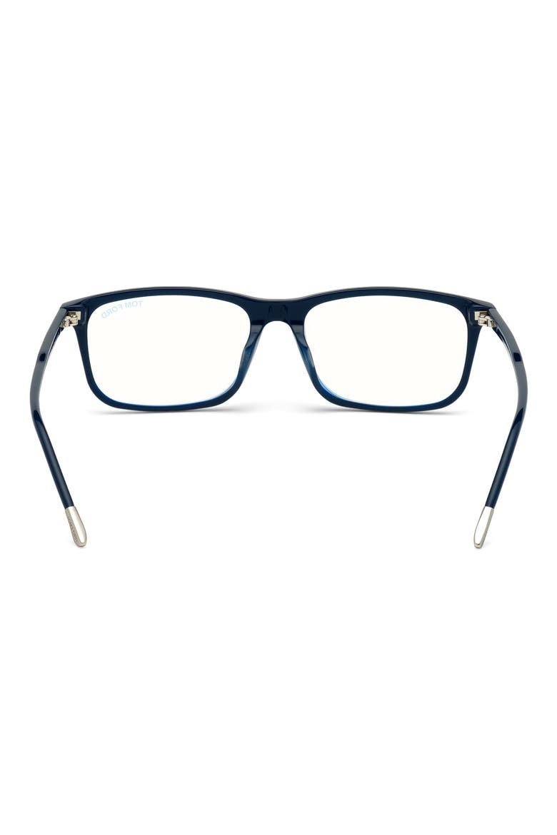 57mm Rectangular Blue Light Blocking Optical Glasses, Alternate, color, NAVY BLUE PALLADIUM TEMPLE