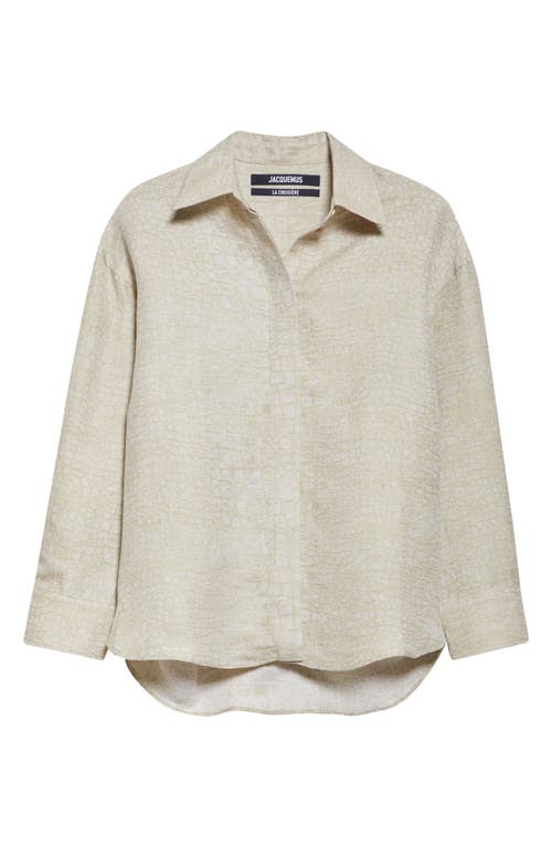 Jacquemus The Pasadena Oversize Croc Pattern Button-up Shirt In Croco Beige