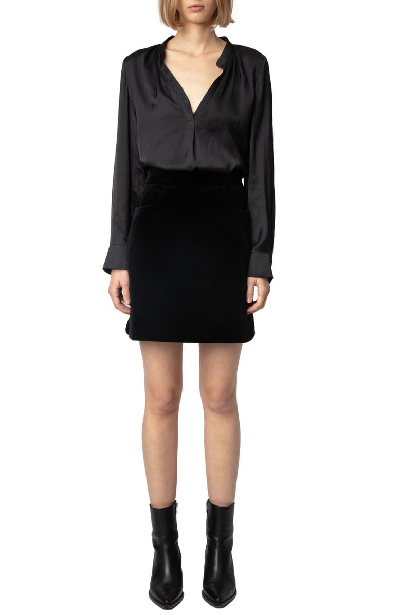 Zadig & Voltaire Junette Velvet Miniskirt, Alternate, color, 