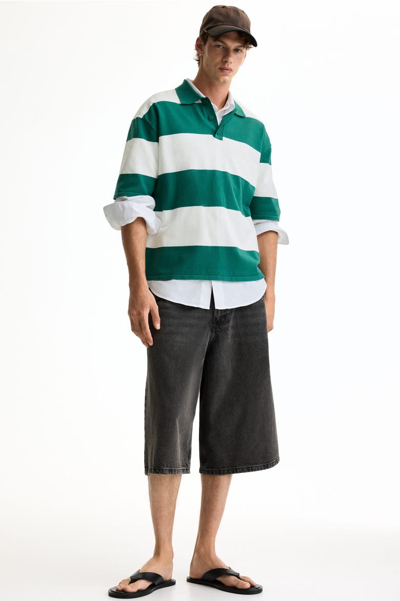 Loose-fit Polo Shirt, Alternate, color, Green/striped