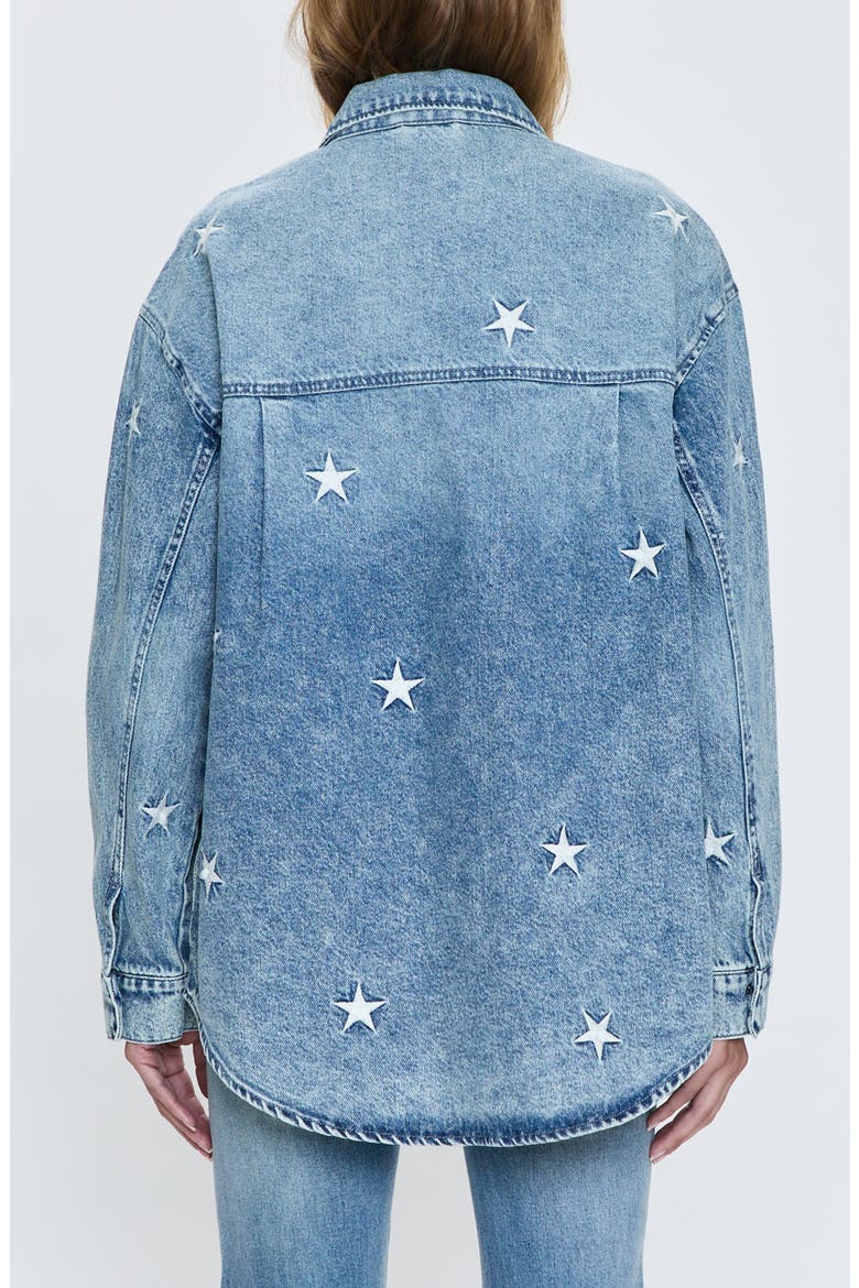 Mandy Star Embroidered Oversize Denim Shirt Jacket, Alternate, color, STELLA