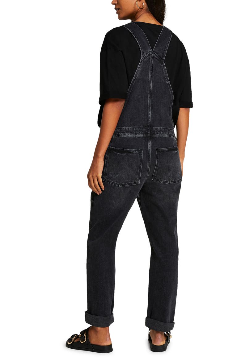 Maternity Nonstretch Denim Overalls, Alternate, color, BLACK