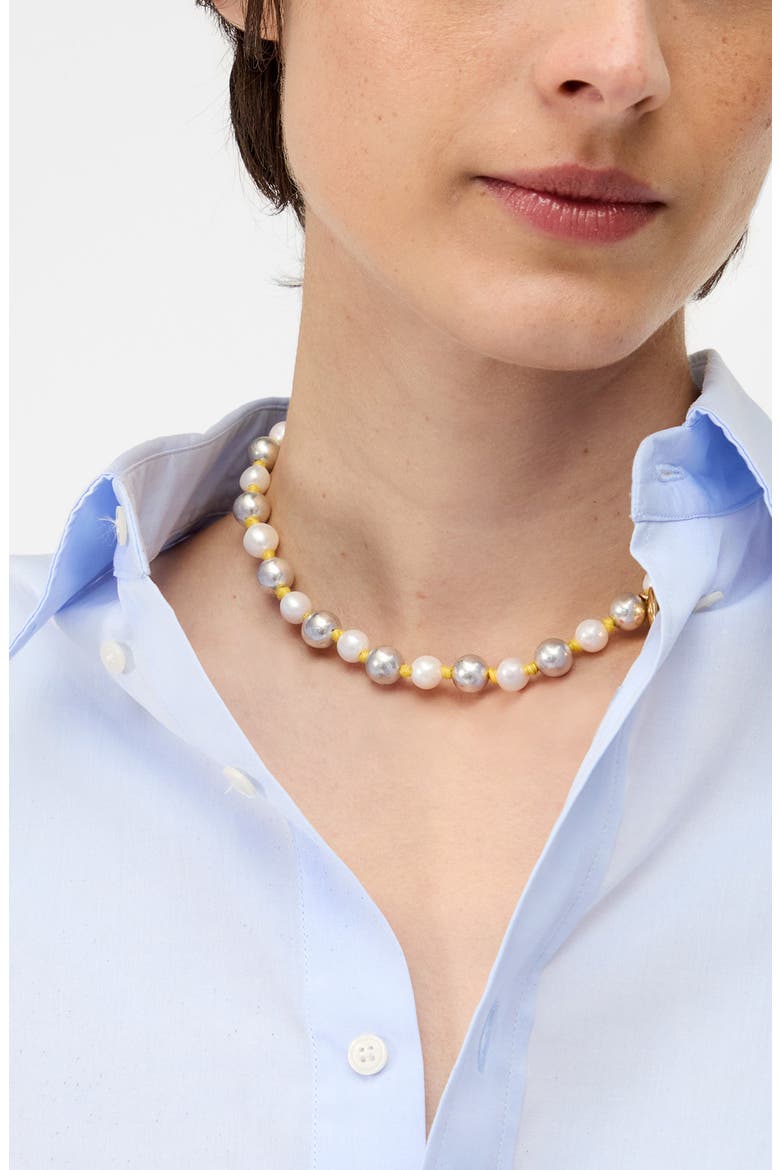 Bead & Faux Pearl Statement Necklace, Alternate, color, SILVER CREAM