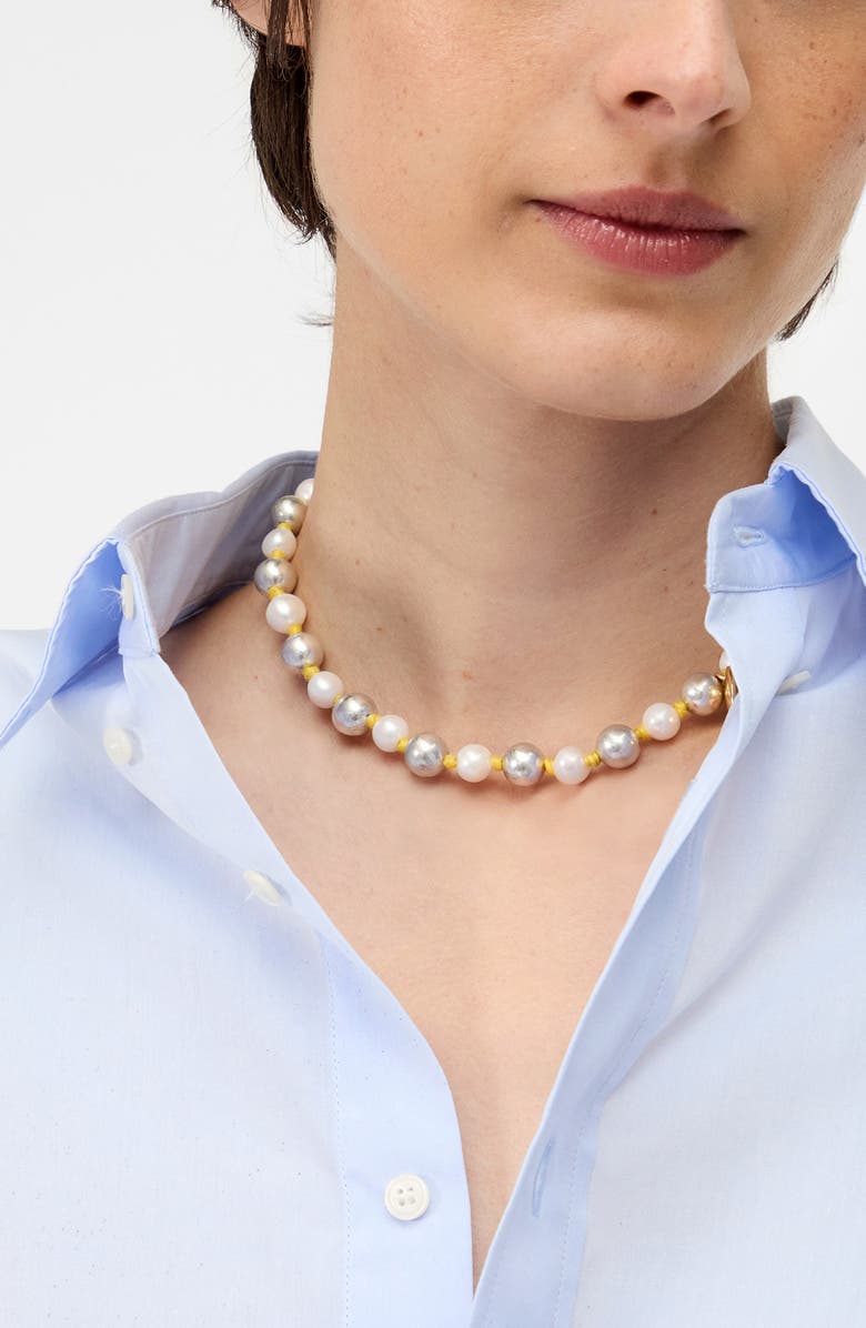 Clare V. Bead & Faux Pearl Statement Necklace, Alternate, color, Silver Cream