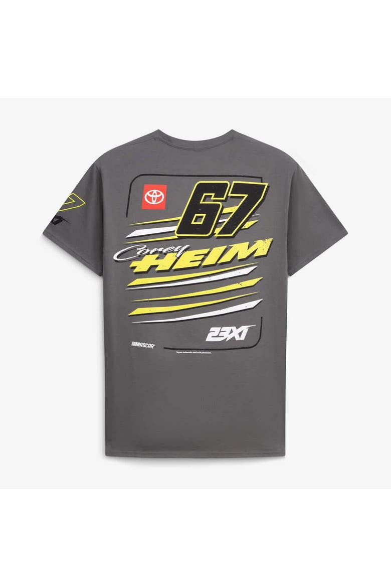 Men's 23XI Racing  Charcoal Corey Heim #67 Crewneck T-Shirt, Alternate, color, Charcoal